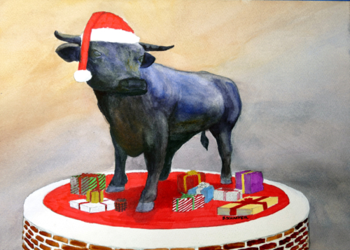 Bull Santa Christmas Card